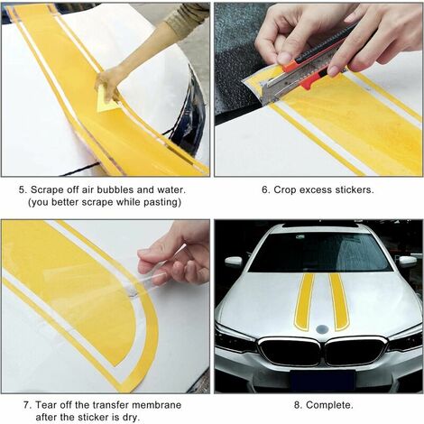 Auto-Motorhauben-Streifen-Aufkleber, Racing-Körper-Seitenstreifen-Aufkleber,  Dachschürze, Stoßstangen-Streifen, Aufkleber, modifiziertes Vinyl, Auto-Styling  (weiß)