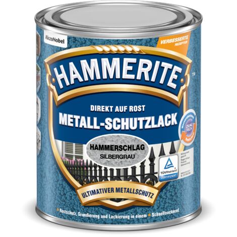 Hammerite Metallschutzlack Hammerschlag, 3in1- Rostschutz, Silbergrau, 750 ml
