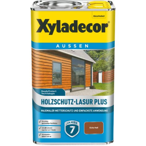 Xyladecor Holzschutz-Lasur Plus, Maximaler Wetterschutz und einfachste Anwendung, Eiche Hell, 2,5 l (1/5)
