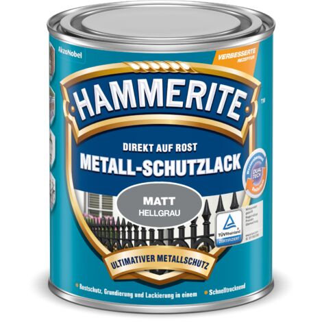 Hammerite Metallschutzlack Matt, 3in1- Rostschutz, Hellgrau, 750 ml
