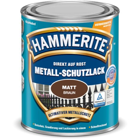 Hammerite Metallschutzlack Matt, 3in1- Rostschutz, Braun, 750 ml