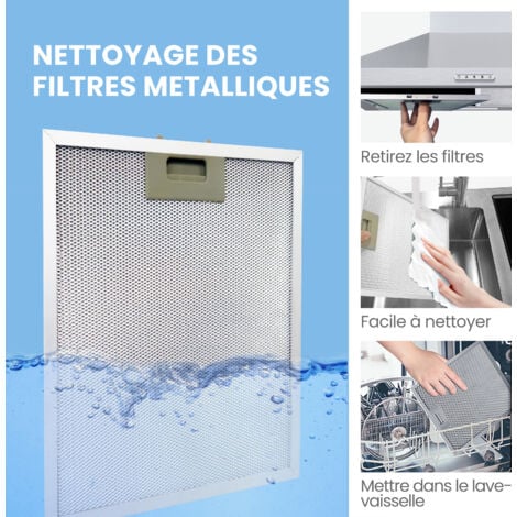 Comfee Hotte Aspirante Hotte De Cuisine 60cm-3 Vitesse- 2 Filtres à Charbon- Recyclage ou Evacuation-LED lampe-En Inox