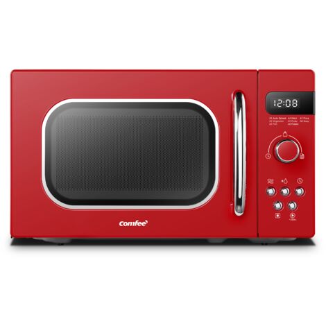 Comfee – Micro-ondes à poser 20L 800W – 5 niveaux de puissance – Couleur rouge – 8 fonctions de menu – Affichage numérique LED