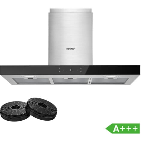 [JAMAIS UTILISÉ] Comfee Hotte Aspirante Tactile 90cm Classe A+++ 650 m³/h Énergétique 4 Vitesse-Agiter 2 Filtres à Charbon LED Affichage En Inox Noir
