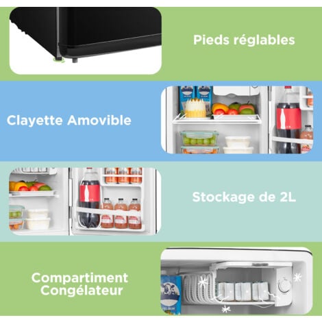 Réfrigérateur Mini bar - Frigo Vintage- COMFEE RCD50BL2EURT(E) - 47L - Classe E - Noir