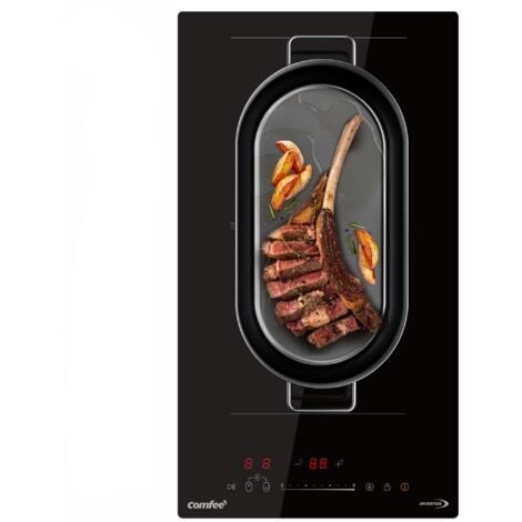Plaque à Induction Domino  encastrable COMFEE - 2 Foyers avec Zone Flexible - 3500W -  L52 x P28,8 cm CIH351D215K1 - Noir