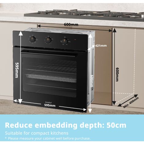 Four encastrable Friteuse à air chaud COMFEE CBO60M80M1-BK 60L Noir - 59,5 x 42,1 x 59,5 cm - Classe A