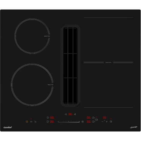 Table de cuisson à induction aspirante COMFEE CIH742FY18K0 60 cm 4 foyers + hotte intégrée 638m³/h avec kit d’évacuation partiel, 7400W, A++ (1/5)