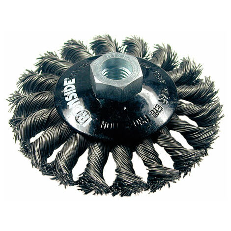 BROSSE CIRCULAIRE CONIQUE À POILS TORSADÉS EN ACIER M14 100 X 13/0,50