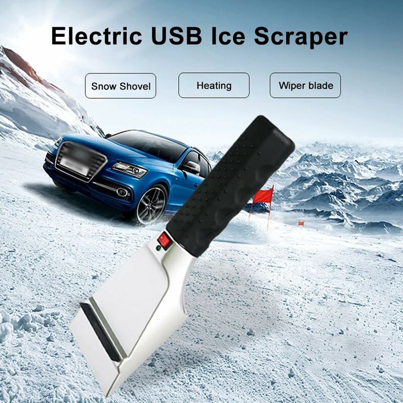  Futihing Grattoir à glace électrique pare-brise voiture -  Dégivreur pare-brise avec USB rechargeable - Grattoir à glace pare-brise -  Grattoir à neige bus, camion, voiture - Jaune 16—11—11cm