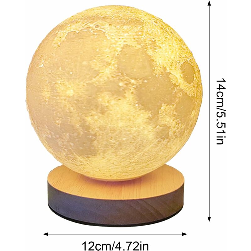 Relaxdays lampe lune en 3D, 16 couleurs, réglable, avec commande à  distance, avec pied, idéal pour enfants;éclairage LED,15 cm, blanc