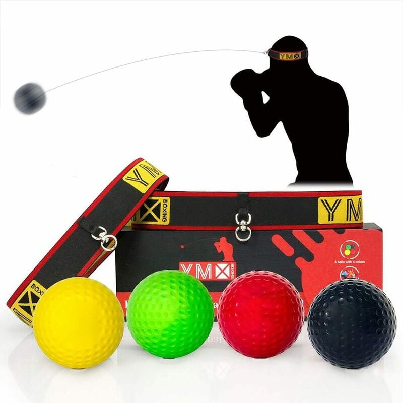 Balle de jeu Reflex Ball - 4 balles + 2 bandeaux, idéale pour entraîner les  réflexes, les réactions et la coordination œil-main