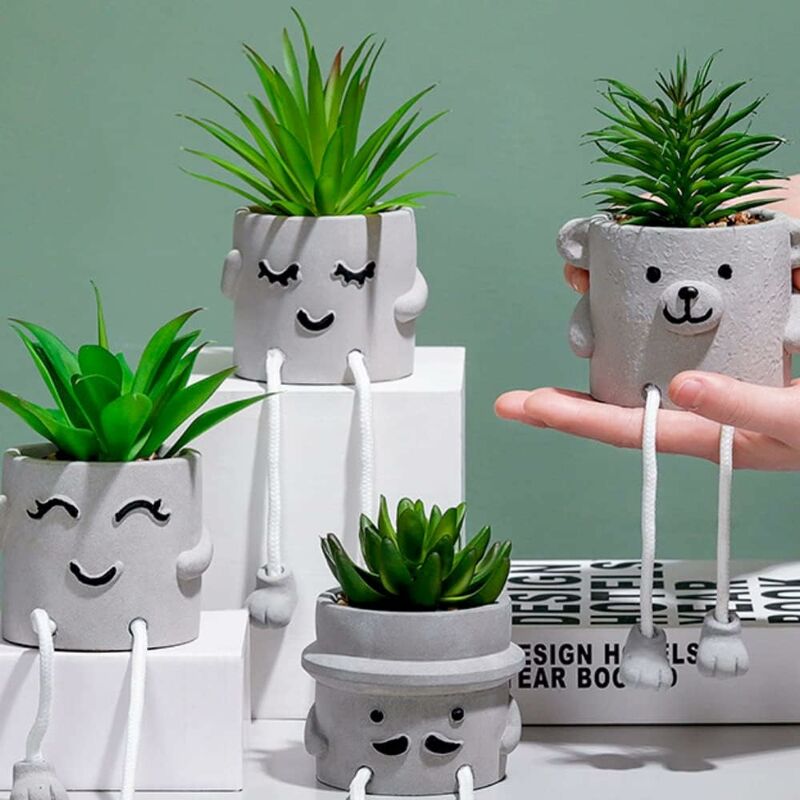 Fausses plantes en pot – Plantes succulentes artificielles mignonnes avec  pot en céramique amusant ( Type-a)
