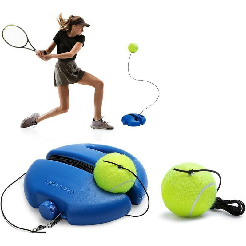 2023 - Entraîneur de tennis - Base d'entraîneur de balle de tennis portable  avec corde élastique et 3 balles d'entraînement, Tennis Se
