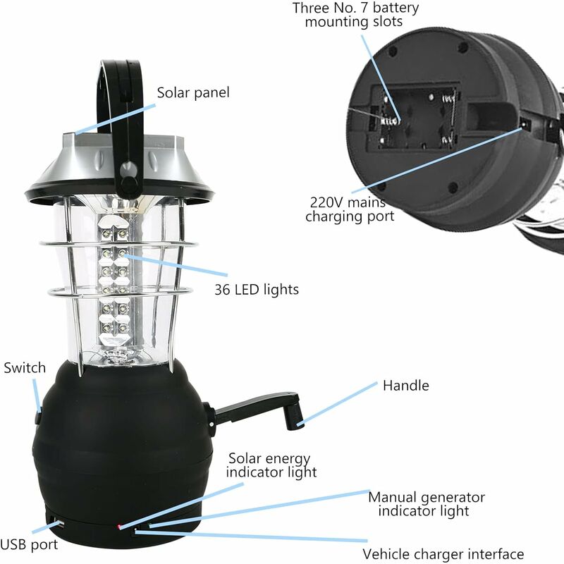 Lampe lanterne anti-moustique Horse à recharge solaire et USB