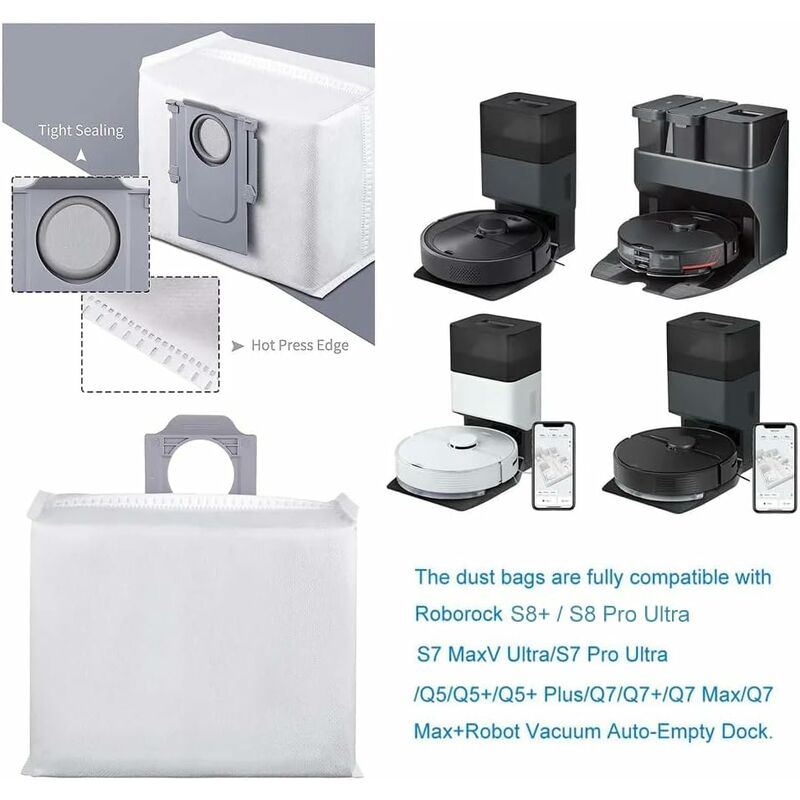Accessoire pour aspirateur à eau et poussière Roborock 2PCS *2 Filtres Compatible  avec S8, S8+, S7, S7 MaxV, S7 Max Ultra Series