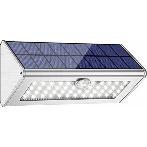 Lampes solaires pour l'extérieur avec détecteur de mouvement Applique  murale solaire à LED pour l'extérieur, argent, 6x 0,5 W 6x 150 lm blanc  froid, LxH 10x7,8 cm