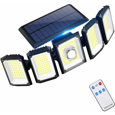 Lumières Solaires Extérieures, Lumières de Capteur de Mouvement Solaire  Sans Fil à LED à l'Extérieur; 3 Têtes Réglables, Éclairage Grand Angle à  360°, Étanche IP65, Lumière d'Inondation à LED de Sécurité 
