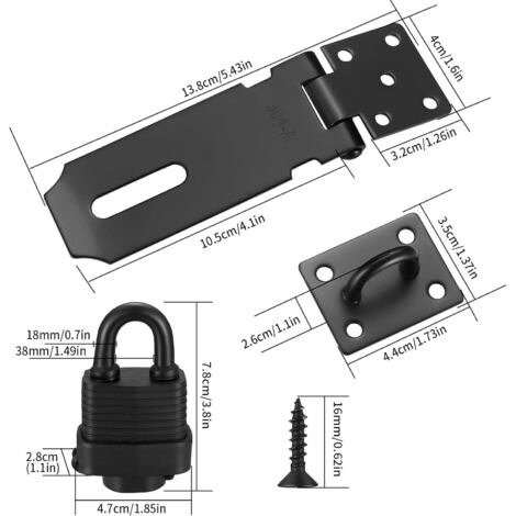 Moraillon de Cadenas en Fer, Cadenas de Porte Exterieur, Moraillon de Loquet  Porte, Moraillon Agrafe avec