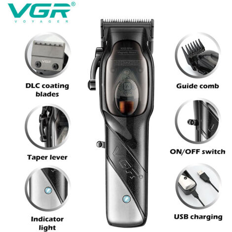 Tondeuse Cheveux Professionnelle Sans Fil Vgr Ajustable Et Rechargeable Pour Hommes Barbe