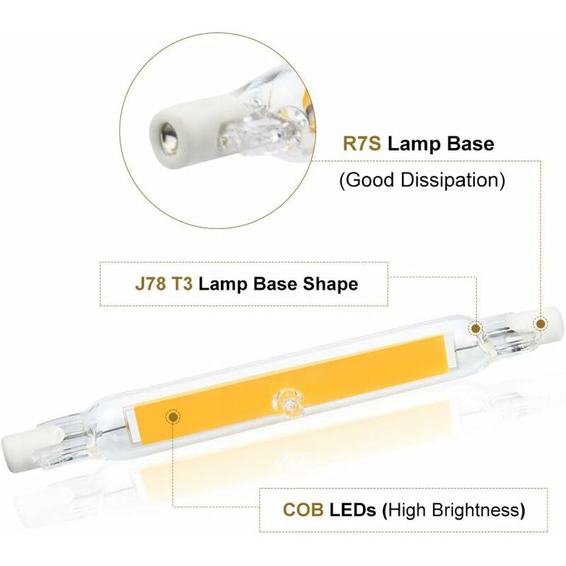 R7s Lampadina Led 118mm 30w Dimmerabile, Bianco Caldo 3000K 3000lm, Linear  Replace J118 300w Lampada Alogena, 360