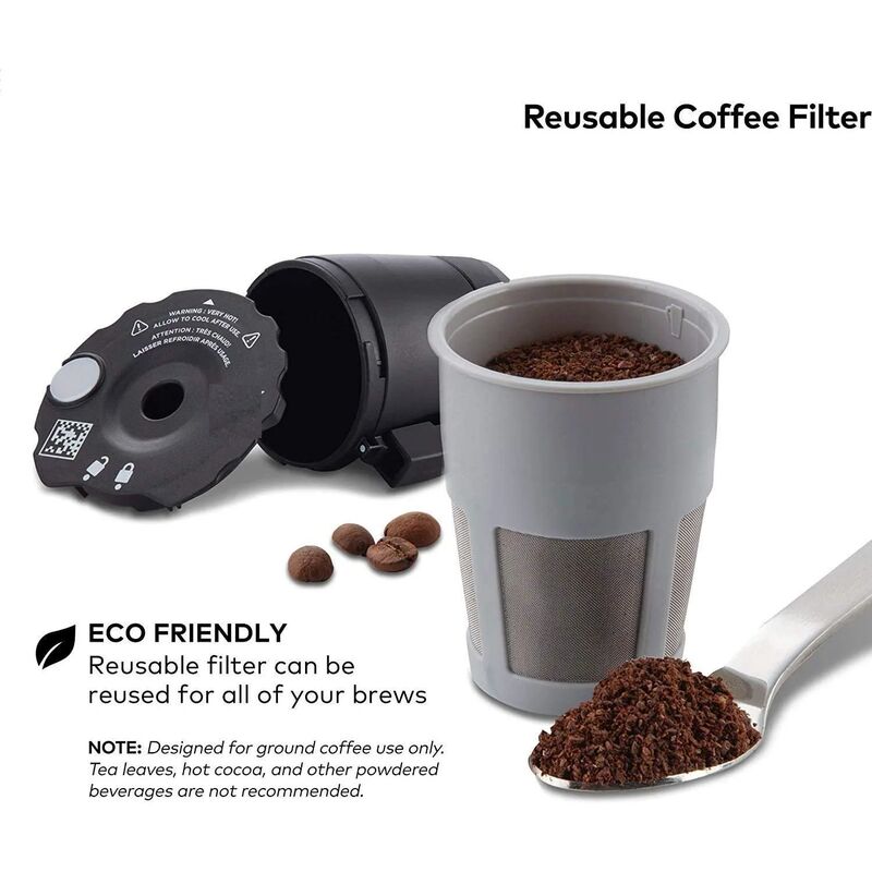 Filtro caffè riutilizzabile compatibile con Keurig My K-Cup 1.0 e 2.0 tutte  le macchine da caffè Keurig Home (nero, confezione da 2)