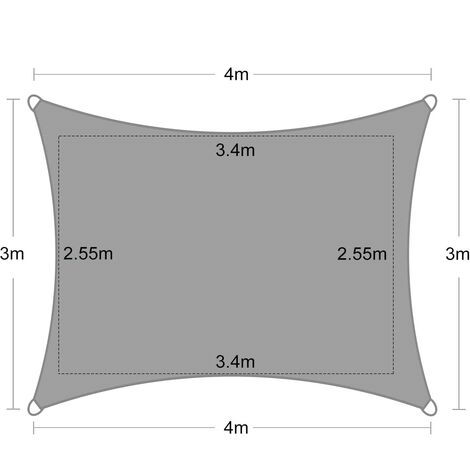 Vela ombreggiante impermeabile rettangolare 3x4 m, vela ombreggiante in PES  resistente all'acqua