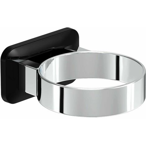 Porta Phon Da Parete Senza Forare - Nero - 3 Scomparti Per Asciugacapelli E Accessori - Adesivo - Foto 2