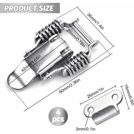 Lot De 2 Fermoirs à Levier Métalliques - Pour Valise, Boîte, Coffret - Taille 48x32mm