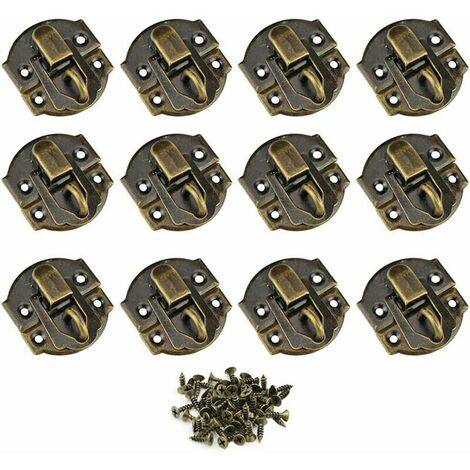 20 Ganci Vintage Per Scatole Di Legno - Chiusure Antiche In Ottone Per Portagioie E Scrigni - Foto 8