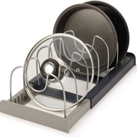 Organizzatore A 7 Ripiani Per Pentole E Padelle – 51x22,6x53 Cm, In Acciaio Carbonio, Regolabile E Resistente, Ideale Per Armadio O Sotto Lavello (bianco)