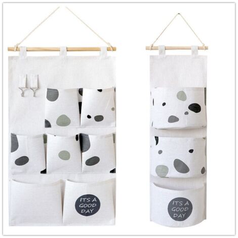 3 Organizer Da Parete In Cotone Con Tasche – Motivi Balena, Orso Polare, Albero 58x20 Cm