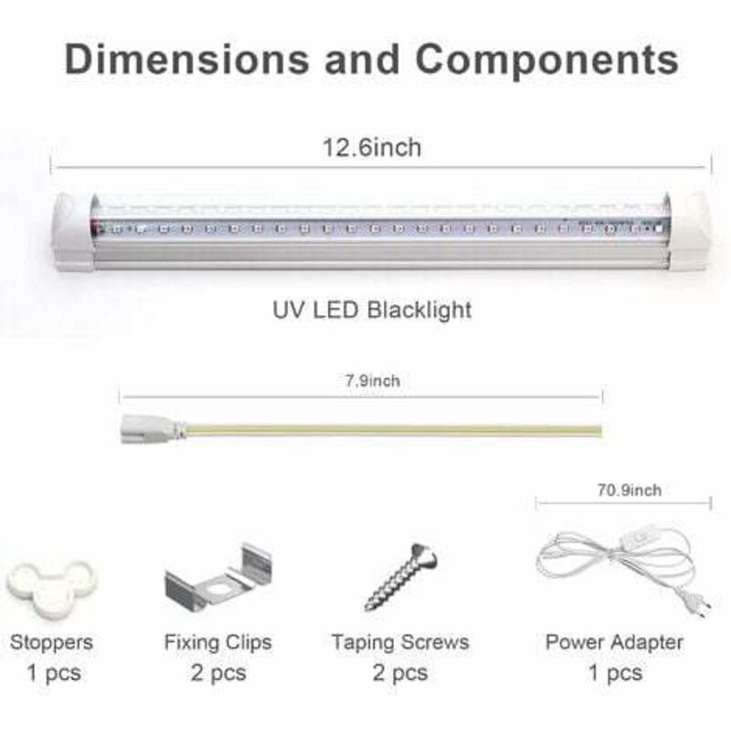 Tube LED Lumière Noire Eleganted 10W - 395nm, 48 LEDs Pour Effets Fluos Et Fêtes