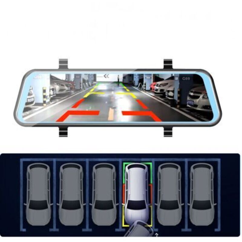 Dashcam Jansite 10 Pouces - Ecran Miroir Tactile 1080P Avant/arrière (vision Nocturne, Câble 10m)