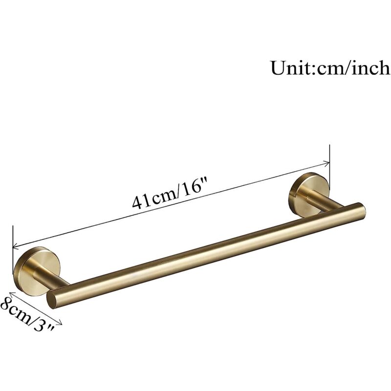 Porte-Serviettes Salle De Bain 12" Or Brossé - SUS304 Inox - Fixation Murale Solide