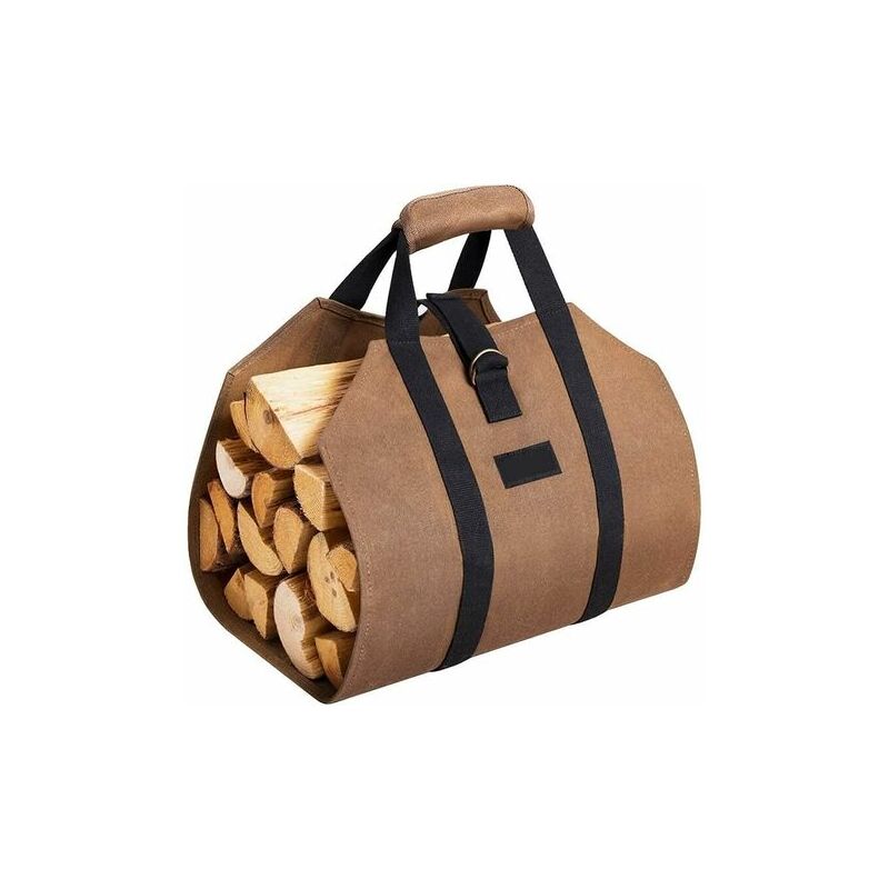 2 Sacs à Bûches Imperméables 95x45 Cm – Tissu Oxford 600D + PVC, Poignées Velcro, Pliables Pour Camping