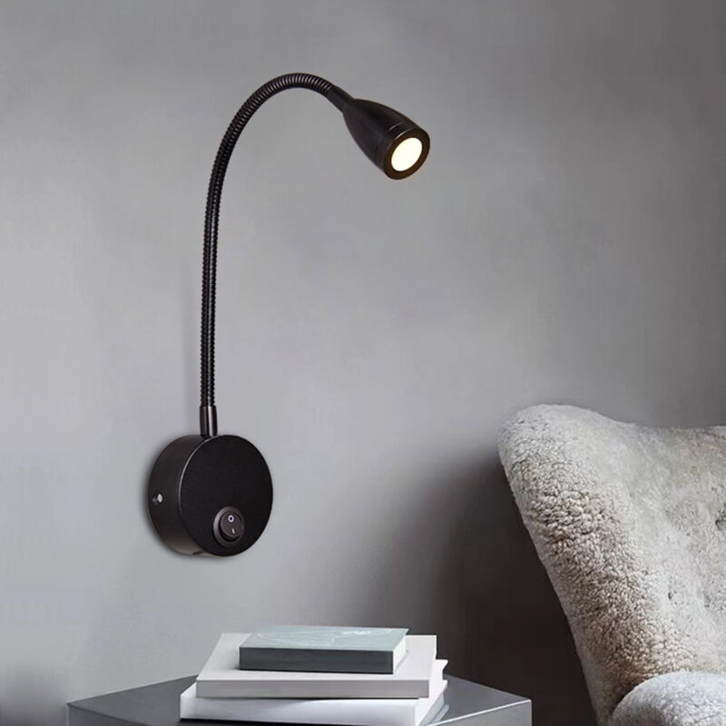Lampe Lecture Murale LED Col Cygne - 3W 3000-6000K - Bras 30cm Réglable - Applique Chevet QEQ