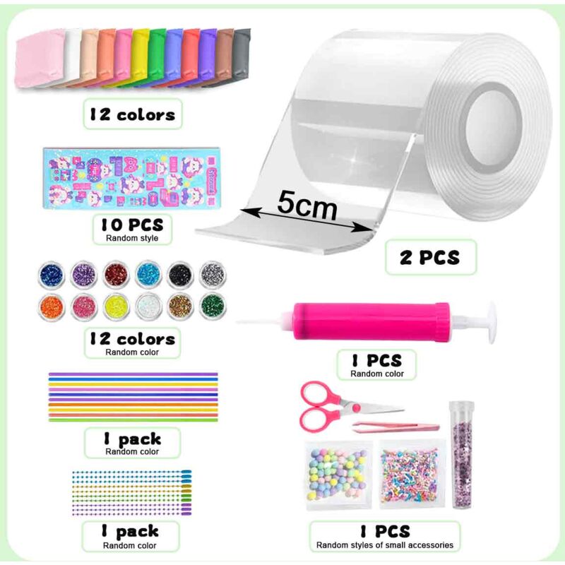 Ruban Nano Bulles 3m - Kit Créatif Avec Paillettes Et Pailles - Jouet DIY Pour Enfants Et Adultes