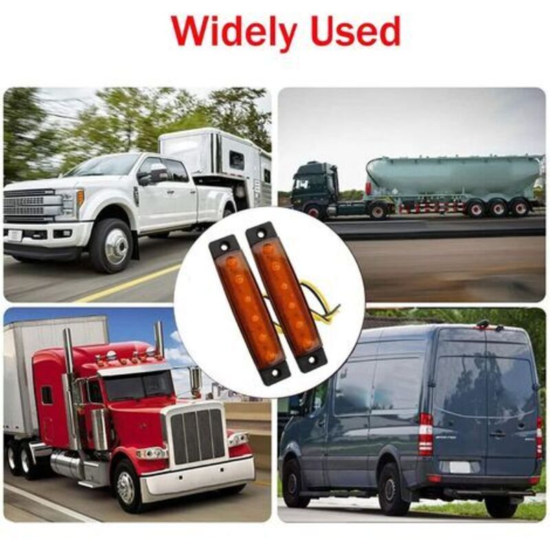 Feux De Gabarit LED Latéraux 24V - Lot De 10 - Jaune - Pour Remorque, Camion, Van - Étanches IP67