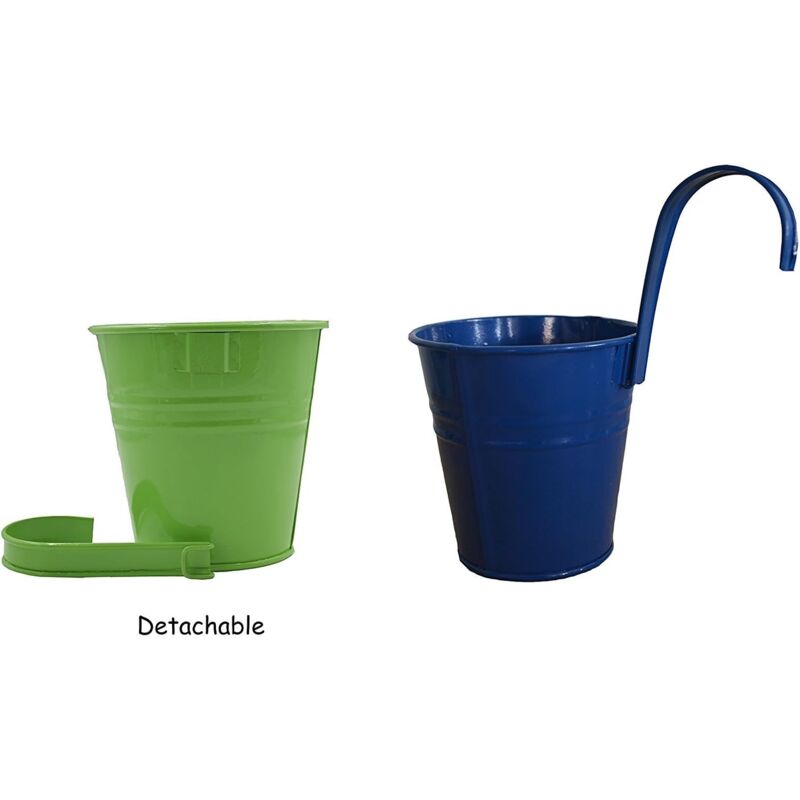 6 Pots De Fleurs Suspendus En Fer Vintage AKOFIC - Décoration Balcon Ou Jardin