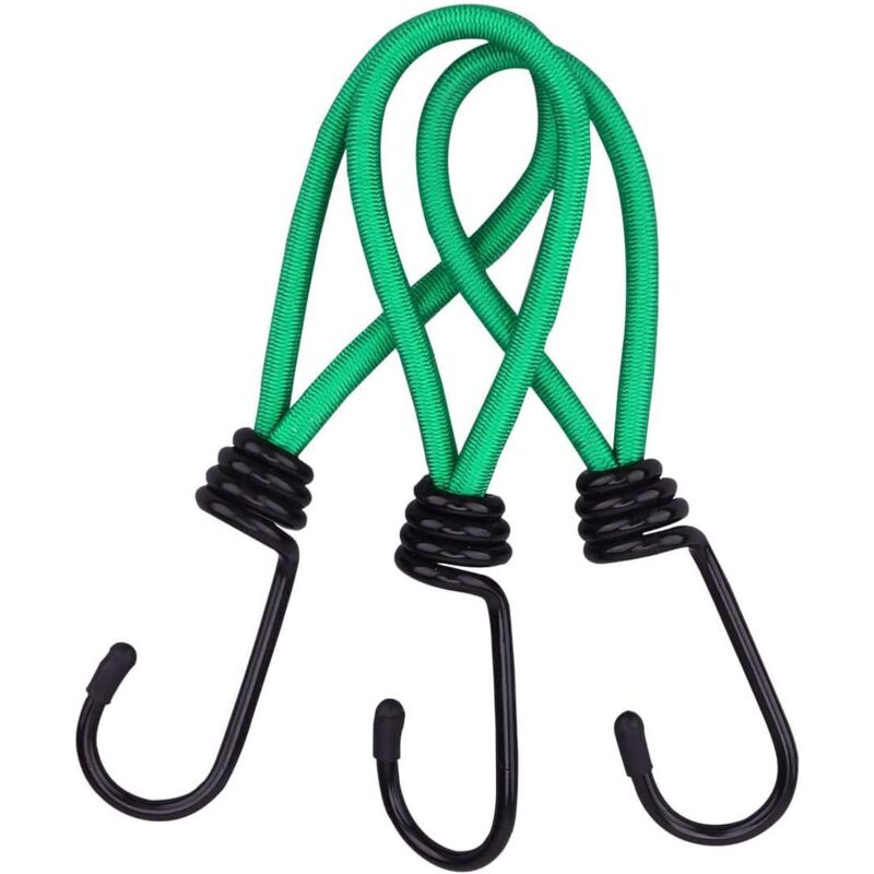50 Tendeurs Élastiques Avec Boules - Sandow 15cm Noir/Vert Pour Bâche, Tente, Camping