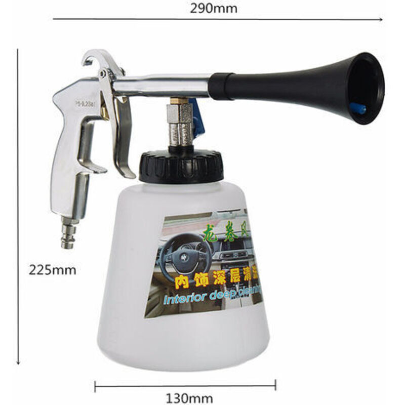 EXLECO Pistolet Nettoyage Intérieur Voiture - Kit Lavage 6-9,2 Bar Avec Brosse - Pour Compresseur Air