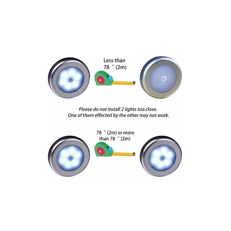 6 Lampes LED Détecteur Mouvement - Veilleuse Auto Pour Placard, Escaliers, Cuisine (Blanc Froid)