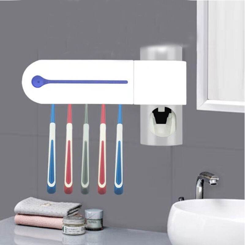 Support Brosse à Dents Murale Avec UV Et Séchage - 2 Emplacements - Stérilisation Automatique 99,9% - Port USB-C - Blanc