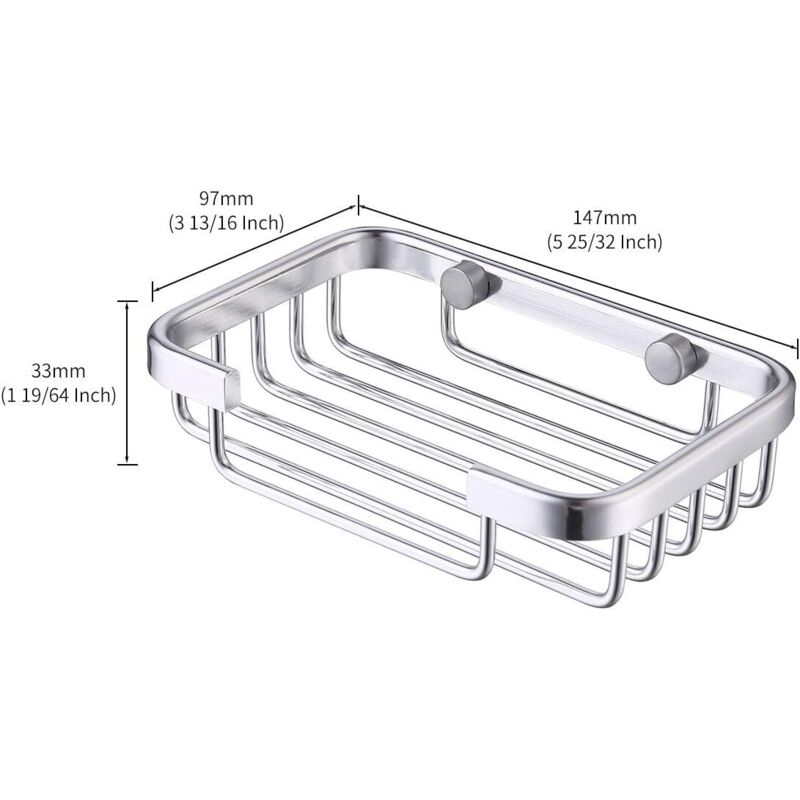 Porte-Savon Mural Auto-Adhésif Inox - Sans Perçage Pour Salle De Bain - Support Savon Éponge - Argent