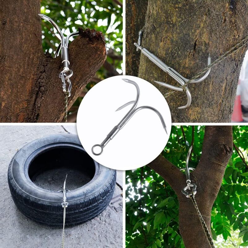 Grappin Pliable 3 Griffes En Acier Inoxydable - Outil Survie, Escalade, Aventures - Charge Jusqu'à 350kg