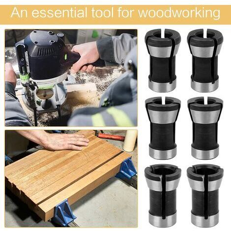 Jonikuper Lot De 3 Adaptateurs De Mandrin De Serrage Pour Machines De Gravure Et De Découpe, 6 Mm, 6,35 Mm, 8 Mm En Acier Au Carbone Pour Défonceuse à Bois électrique (SKU