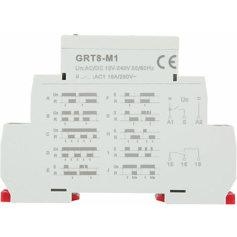 GRT8-M1 AC 220V Relais Temporisé Multifonctionnel Modulaire avec 10 Fonctions pour Montage sur Rail DIN