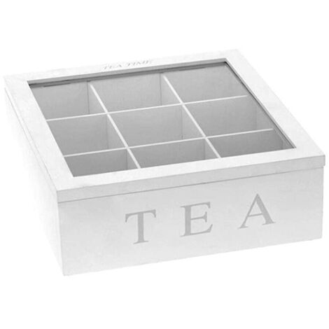 Boîte à thé 9 compartiments avec fenêtre, sachet de thé, boîte de