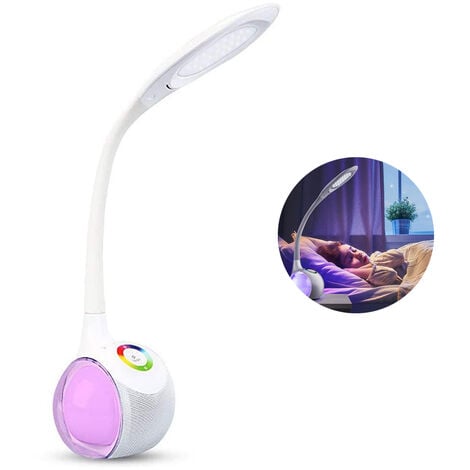 lampe de bureau enfants, lampe de chevet 34 LED tactile dimmable avec lumière colorée 256 RVB, lampe de table avec col de cygne, lecture, étude lampe de lecture de livre lampe de lecture